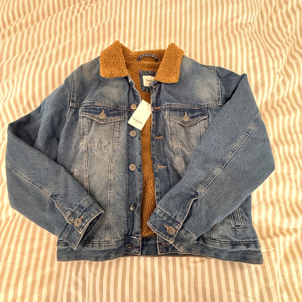 Goodfellow & Co Denim Jacket with Tan Sherpa Lining